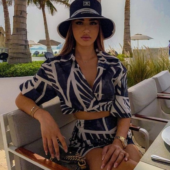 Zara 2 Piece Crop Top + Draped Printed Skirt Co-Ord Set - Picture 7 of 16